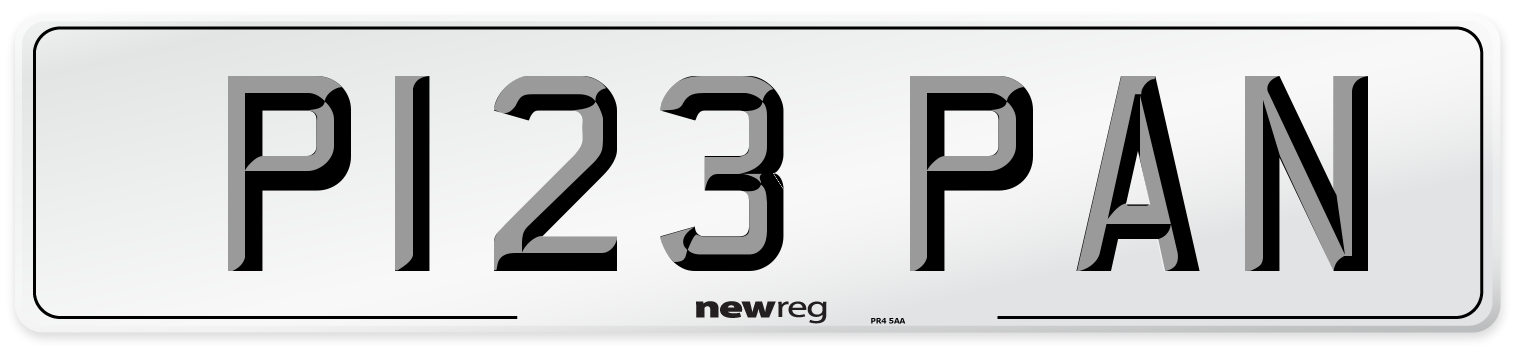 P123 PAN Number Plate from New Reg